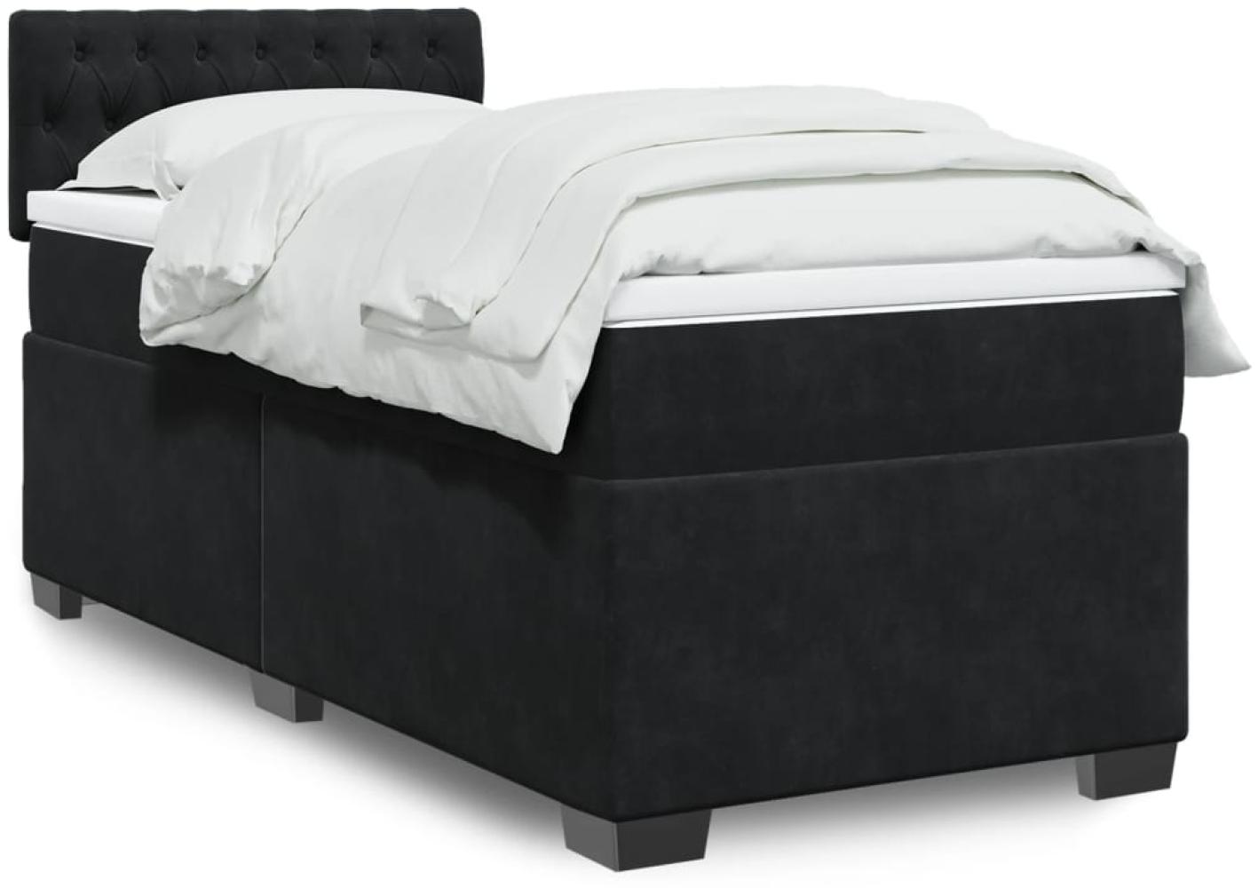 vidaXL Boxspringbett mit Matratze Schwarz 100x200 cm Samt 3286242 Bild 1