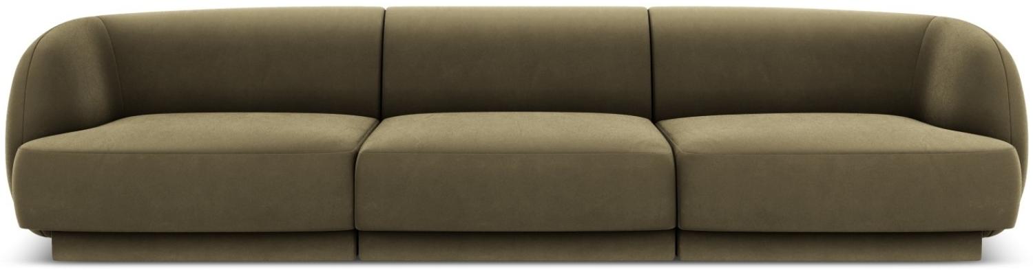 Micadoni 3-Sitzer Samtstoff Sofa Miley | Bezug Green | Beinfarbe Black Plastic Bild 1