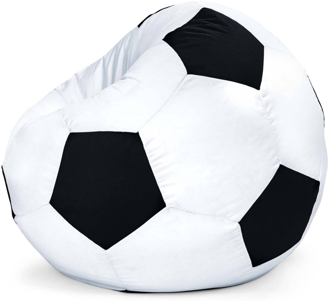 Green Bean® Fußball-Sitzsack mit 250L EPS Perlen, Polyester-PVC-Gemisch Schwarz / Weiß, Ø 90 cm Bild 1