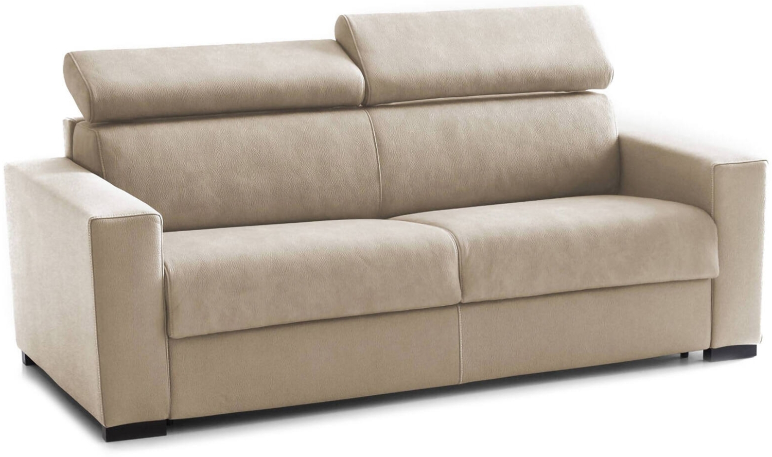 Dmora 2-Sitzer Schlafsofa Alinia, Wohnzimmersofa mit drehbarer Öffnung, verstellbare Kopfstützen und schmale Armlehnen, 100 % Made in Italy, 160 x 95 x 85 cm, Beige Bild 1