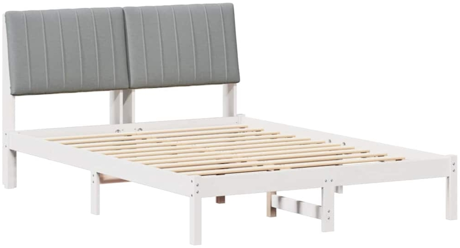 vidaXL Bettrahmen Hellgrau 140 x 190 cm Massives Kiefernholz 878898 Bild 1