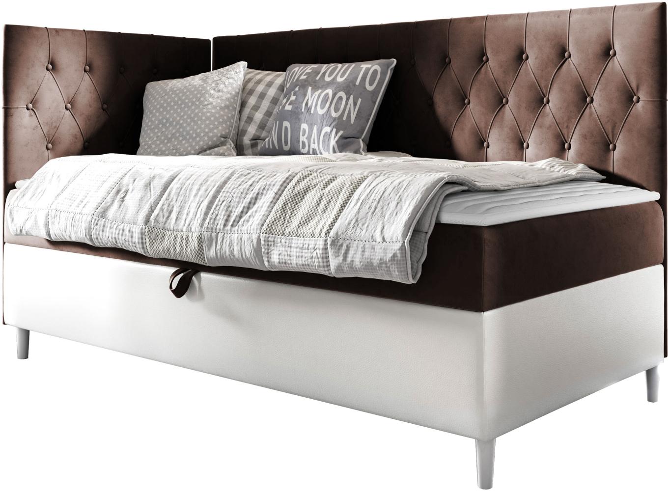 Boxspringbett 'Lenda Junior 3' braun 100 x 200 cm Links Bild 1