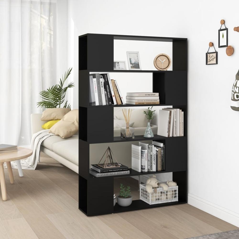 vidaXL Bücherregal Raumteiler Schwarz 100x24x155 cm Holzwerkstoff 809198 Bild 1