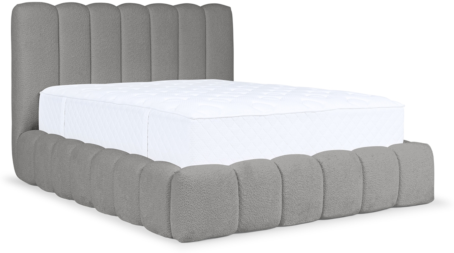 MEBLINI Polsterbett 140x200 mit Lattenrost ohne Matratze - CARLOS - Grau Boucle - Bubble Bett - Cloud Bett - Marshmallow Bed - Kopfteil Bett mit Stauraum Bild 1