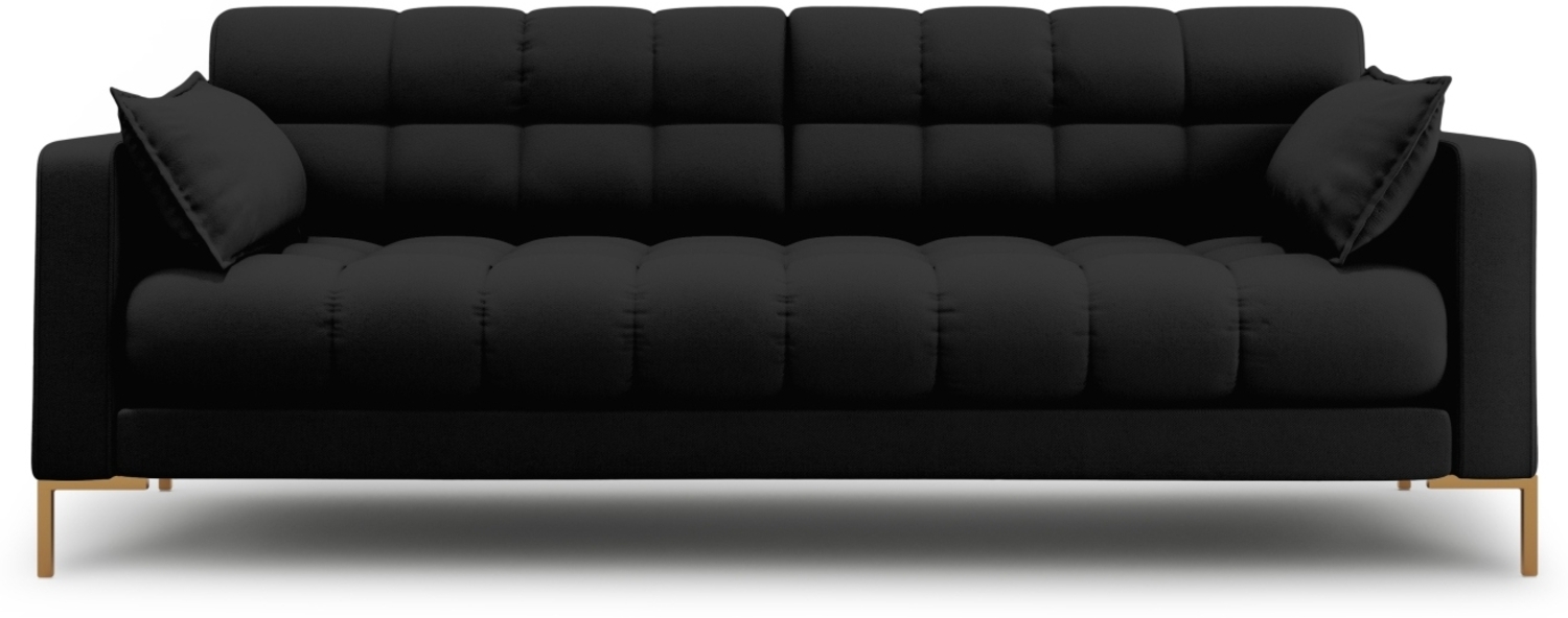 Micadoni Sofa Mamaia 3-Sitzer Strukturierter Stoff Schwarz Metall Gold Bild 1
