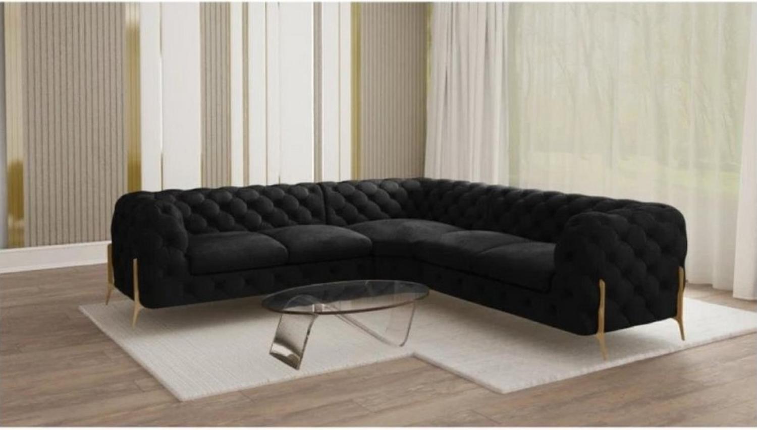 S-Style Möbel Ecksofa Chesterfield Ashley mit Goldene Metall Füßen, mit Wellenfederung Bild 1