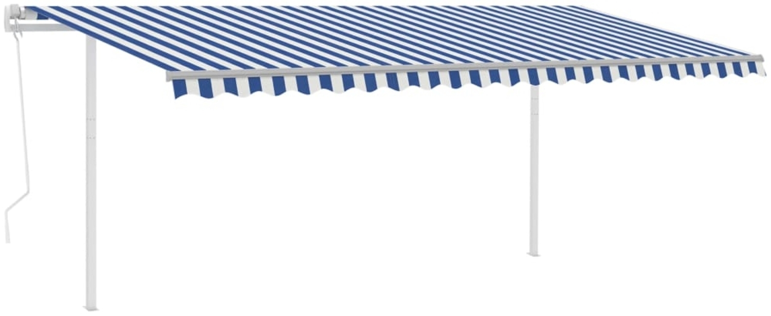 vidaXL Markise Automatisch Einziehbar mit Pfosten 5x3,5 m Blau & Weiß 3070066 Bild 1