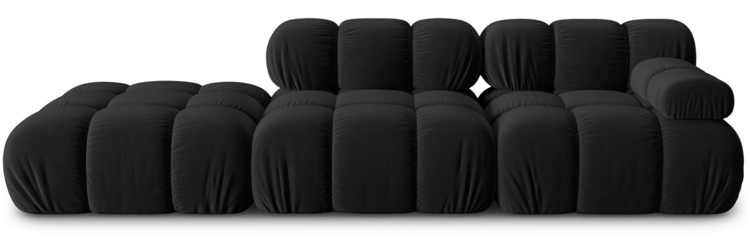 Micadoni Modulares Sofa Bellis 4-Sitzer Links Samtstoff Schwarz Bild 1