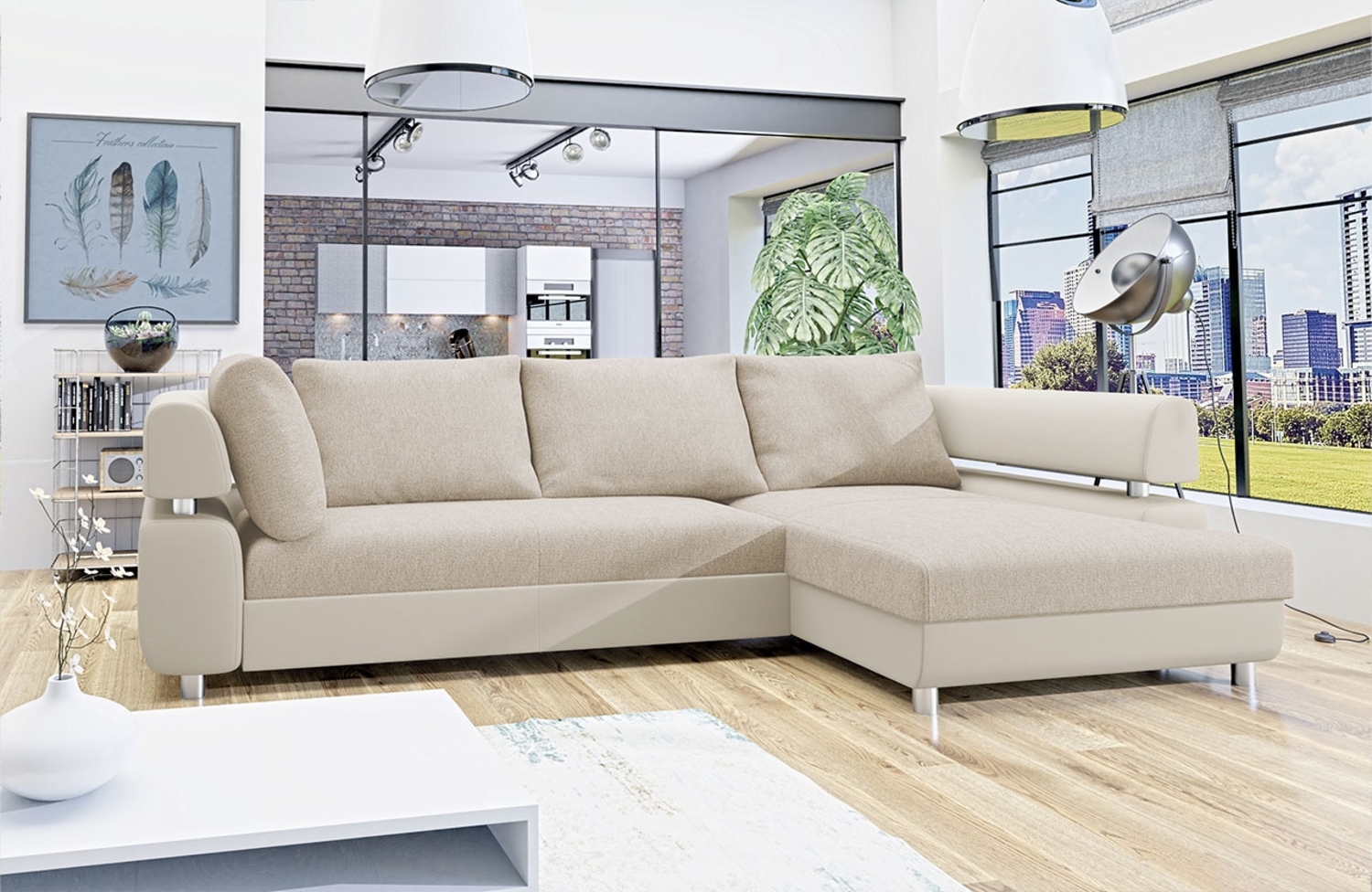 Ecksofa Panama, Seite: Rechts 2R-OT, Farbe: Soft 033 + Soro 21 Bild 1