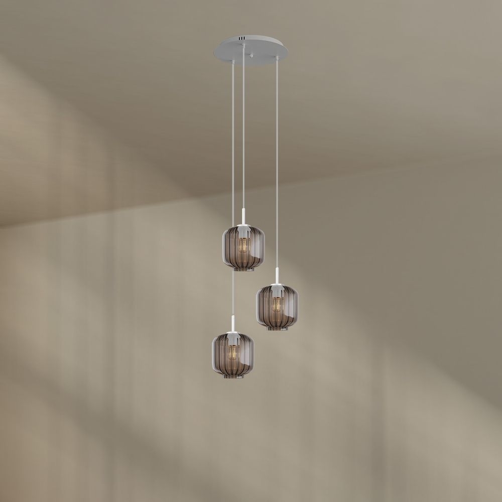 s.luce Velo 3-flammige Galerieleuchte Ø 40cm Baldachin Ø 20cm Rauch, Weiß Bild 1