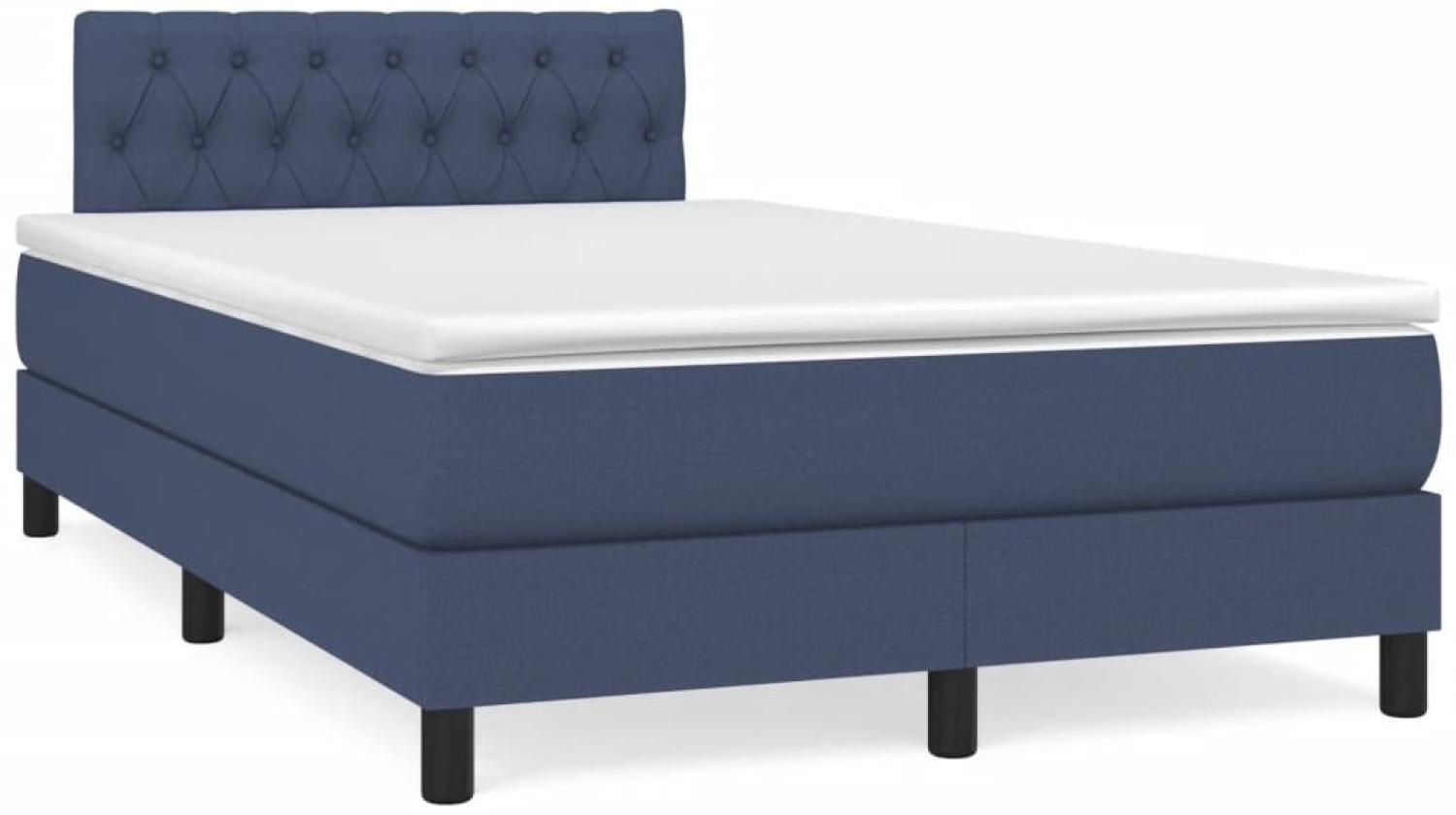 vidaXL Boxspringbett mit Matratze & LED Blau 120x190 cm Stoff 3270066 Bild 1