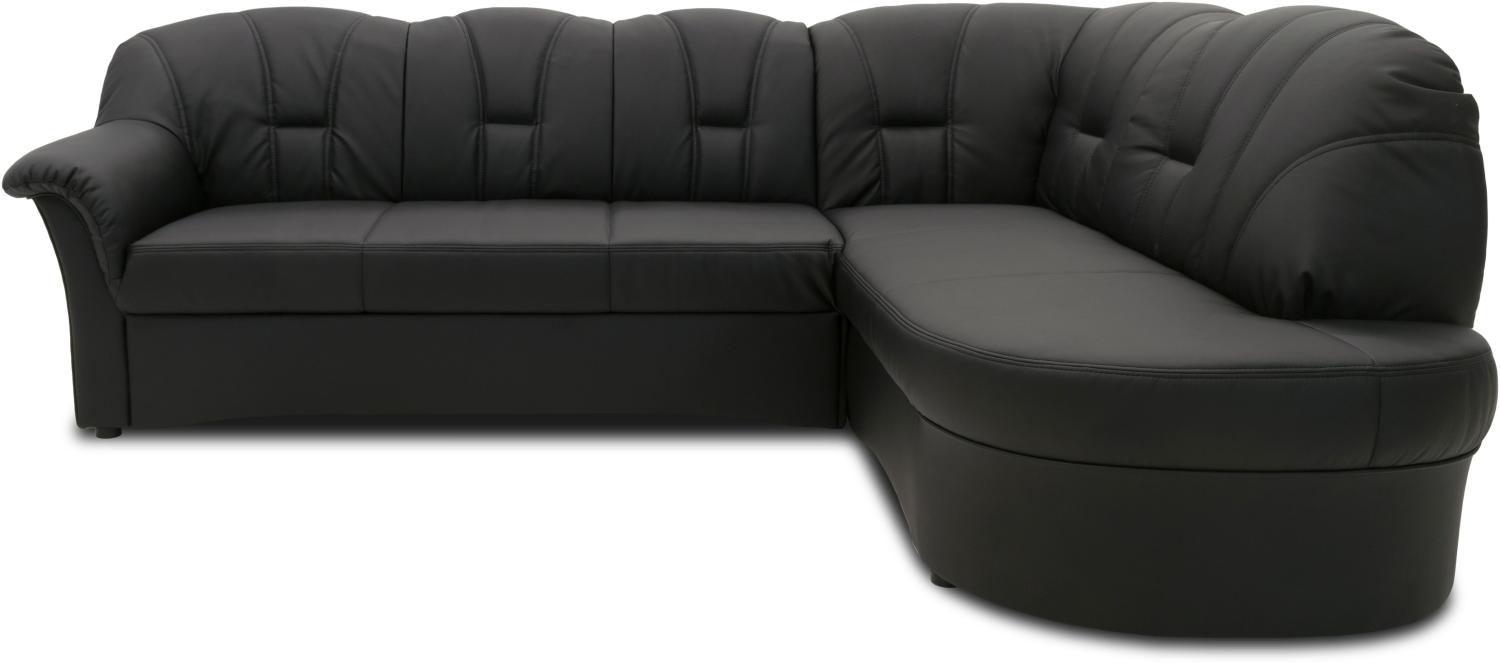 DOMO Collection Papenburg, Ecksofa mit Schlaffunktion, Kunstleder schwarz, 243 x 180 cm Bild 1