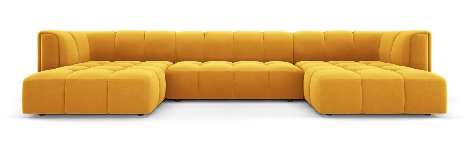 Micadoni Panorama Sofa Serena 5-Sitzer Samtstoff Gelb Bild 1