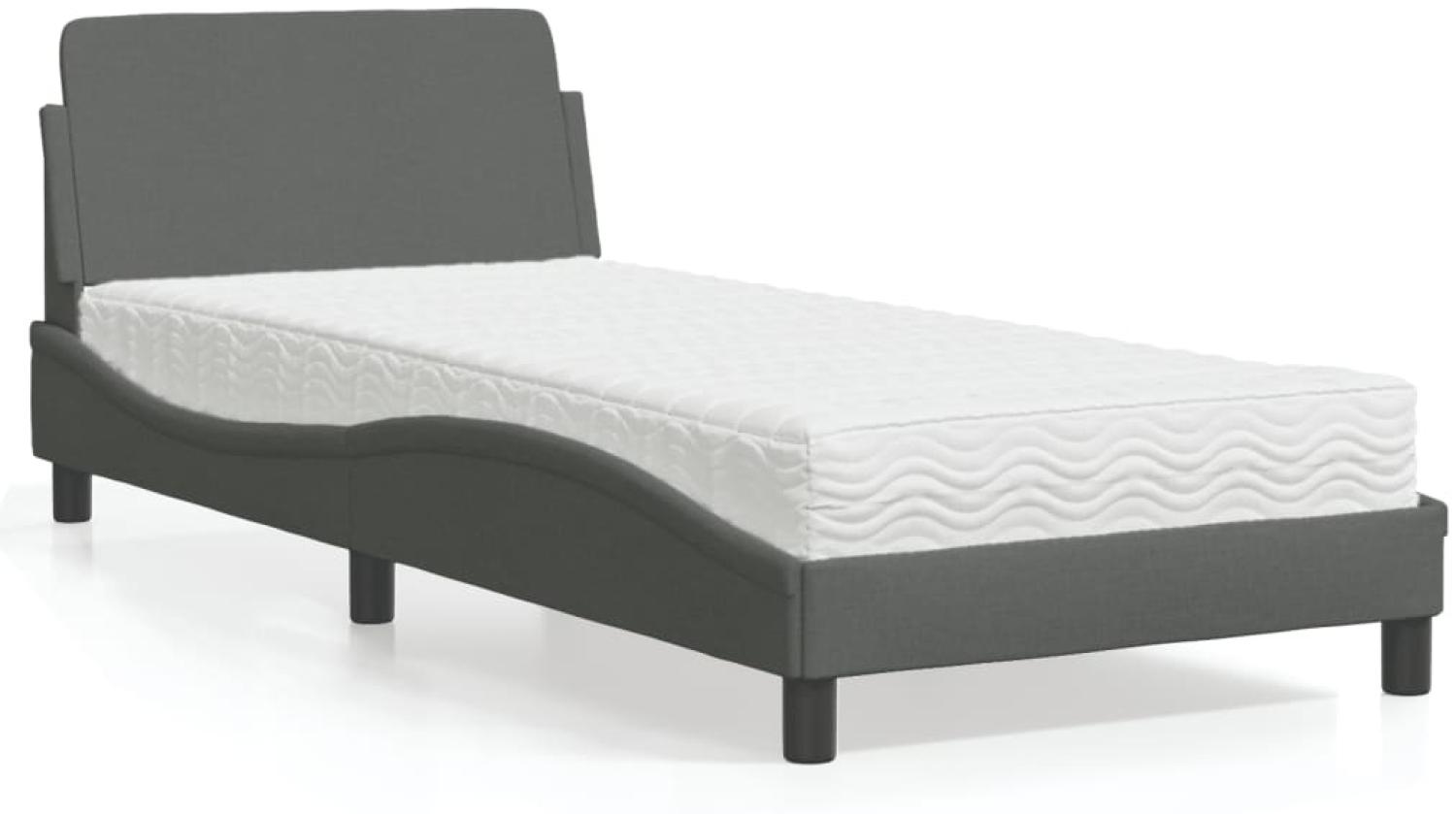 vidaXL Bett mit Matratze Dunkelgrau 80x200 cm Stoff 3208285 Bild 1