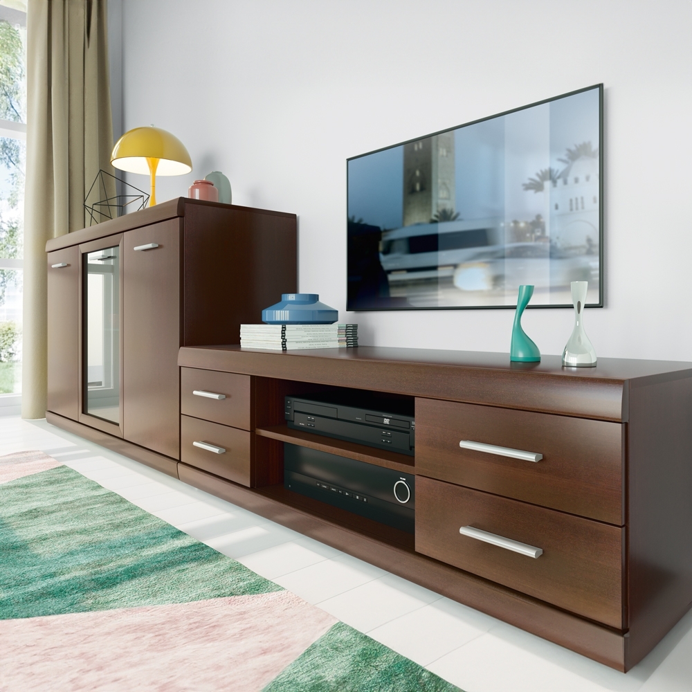 Lowboard und Sideboard Wohnzimmer Möbel Set Nussbaum IMPERIA-129 Bild 1