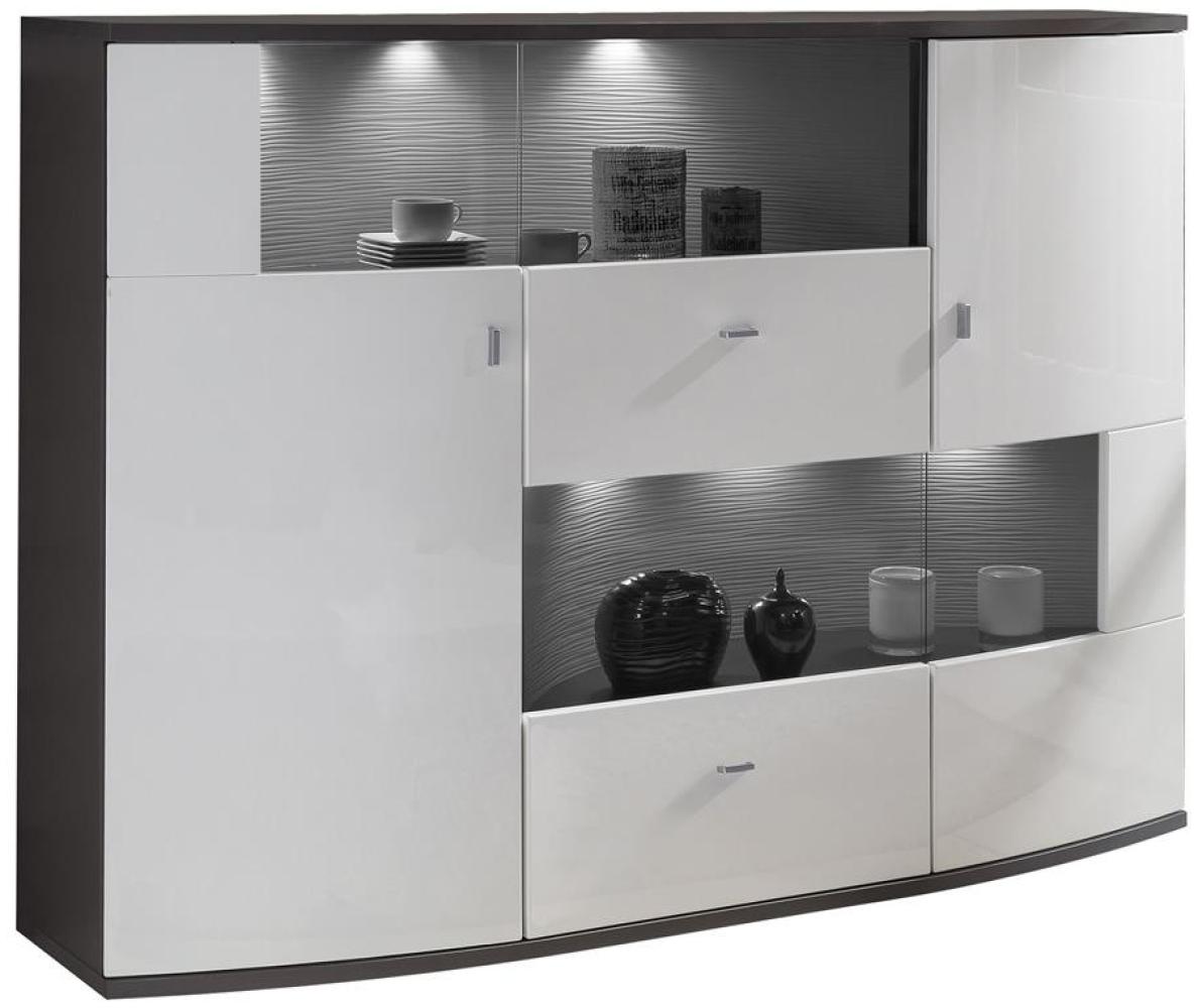 Highboard II Gate - Weiß Hochglanz / Anthrazit Bild 1