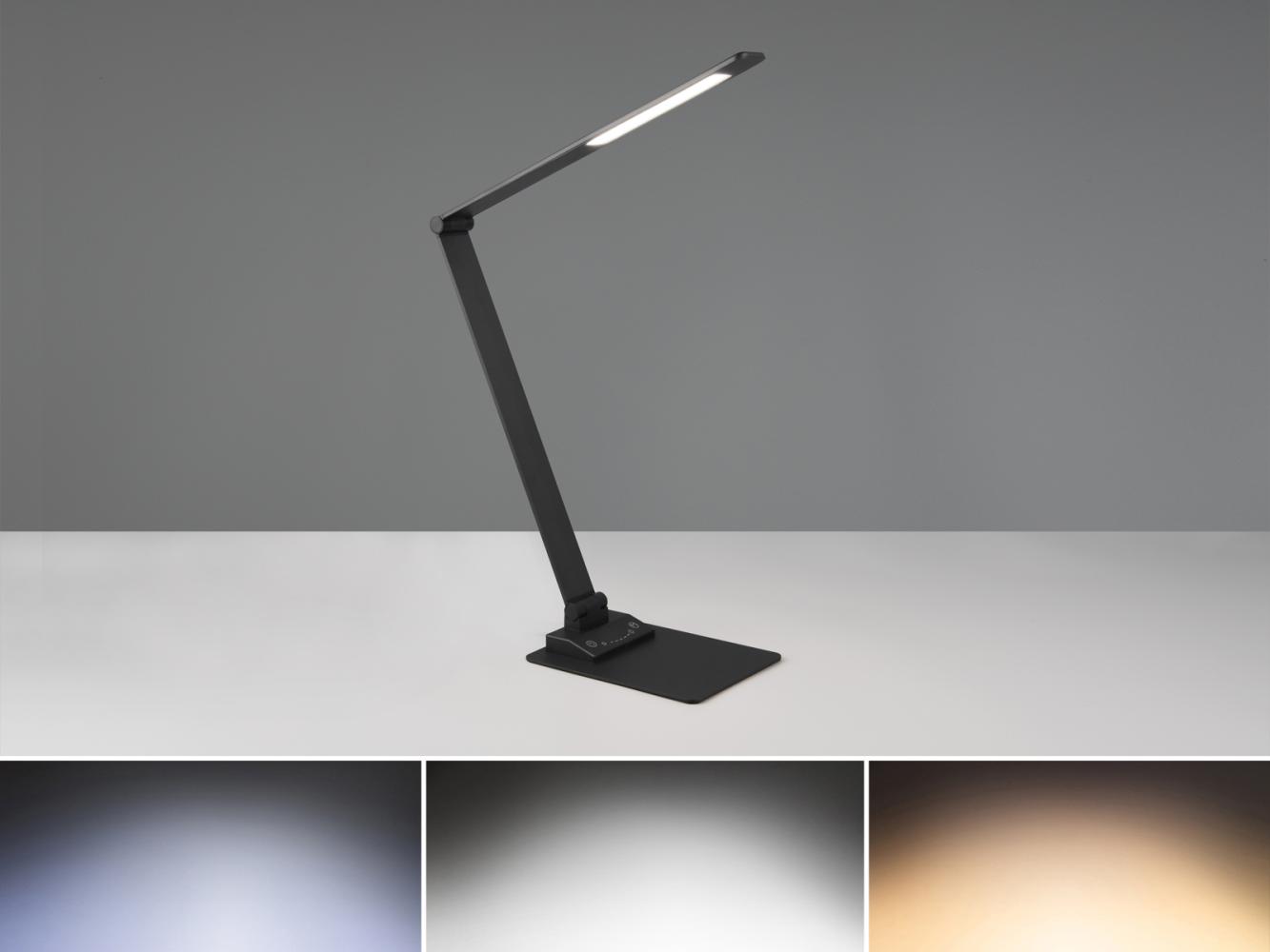 LED Schreibtischleuchte TRAVIS mit USB Ladefunktion, Schwarz, Höhe 71cm Bild 1