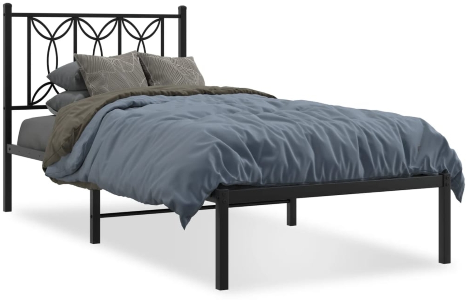 vidaXL Bettgestell mit Kopfteil Metall Schwarz 90x200 cm 376121 Bild 1