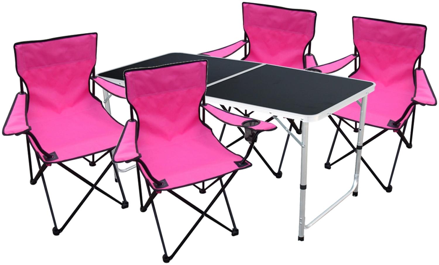 5-teiliges Campingmöbel Set Schwarz - Pink Bild 1