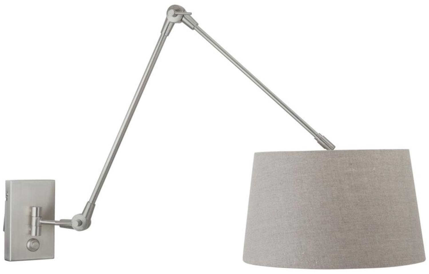 Steinhauer Wandleuchte Gramineus 9724 Stahl, Lampenschirm Leinen Grau Bild 1