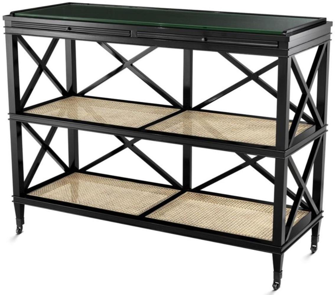 Casa Padrino Luxus Konsole Schwarz / Naturfarben 124 x 47 x H. 96 cm - Limited Edition Bild 1