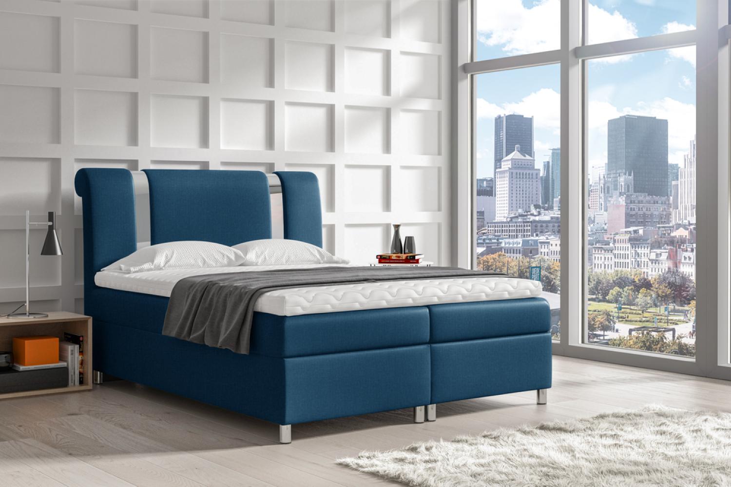 99rooms Asuncion Boxspringbett Strukturstoff INARI Blau 120 x 200 cm Bild 1