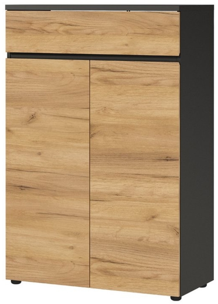 Lomadox Aktenschrank LUGANO-01 Büro 120 cm hoch in Graphit mit Navarra Eiche Nb, : 80/120/40 cm Bild 1