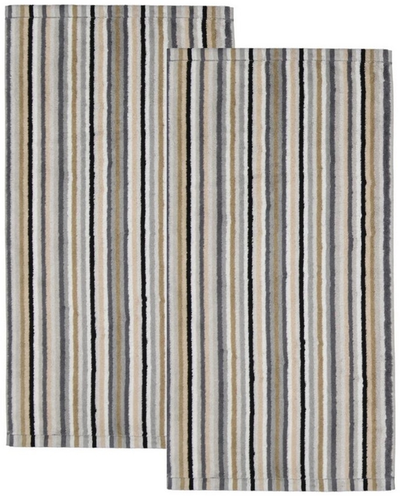 Cawö Handtuch 2 Stück Cawö Life Style Handtücher 7048-37 Streifen kiesel 50x100, Walkfrottier (2-St), 100% Baumwolle Bild 1