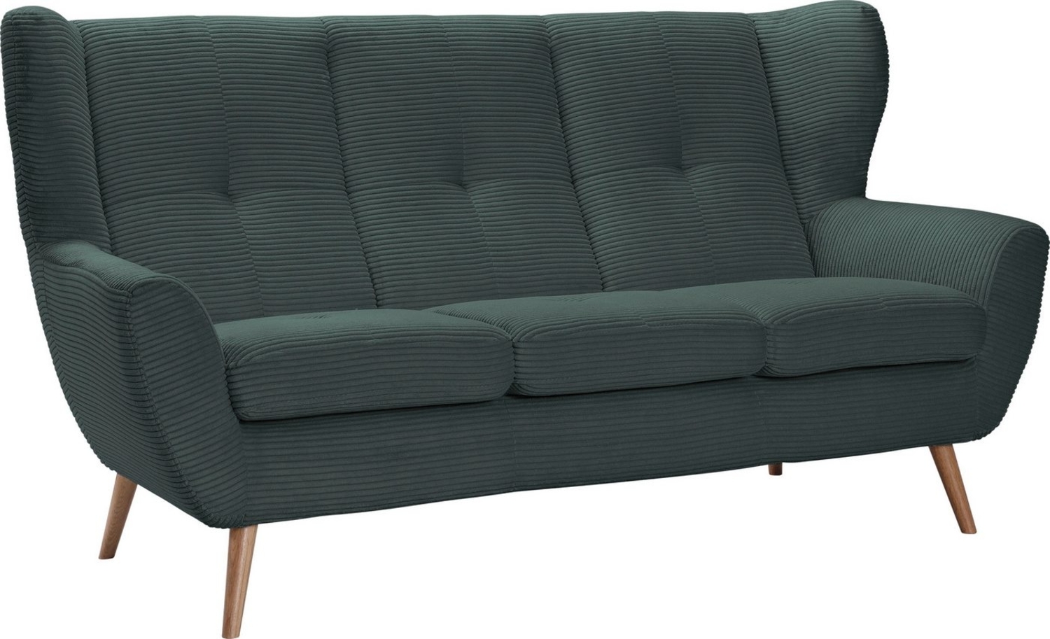 exxpo - sofa fashion 3-Sitzer ALVESTA, Loungesofa, Küchensofa, hoher Sitzkomfort, Ohrenbackensofa, gemütliche Rückenlehne, mit Knopfheftung und hohen Holzfüßen, in Cord Bild 1