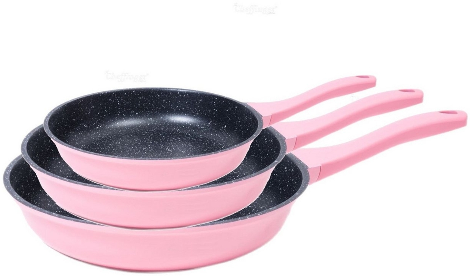 Bratpfanne Pfannen Set 3-tlg beschichtet Induktion Cheffinger rosa CF-FA03 Bild 1
