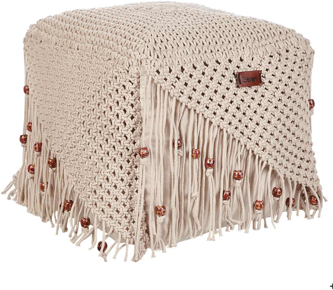 Pouf Makramee Baumwolle beige 40 x 40 x 40 cm DANDAI Bild 1