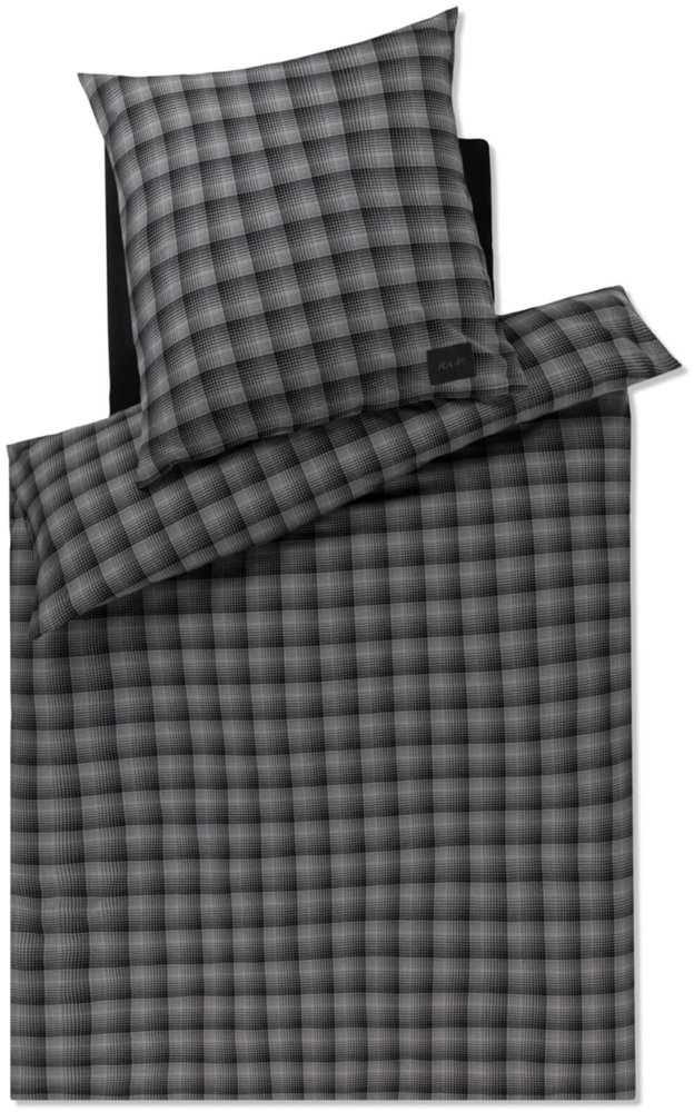 JOOP! Bettwäsche Soft Checks 45000 09 Anthracite Flanell 200 x 220 + 2x 80 x 80 cm Bild 1