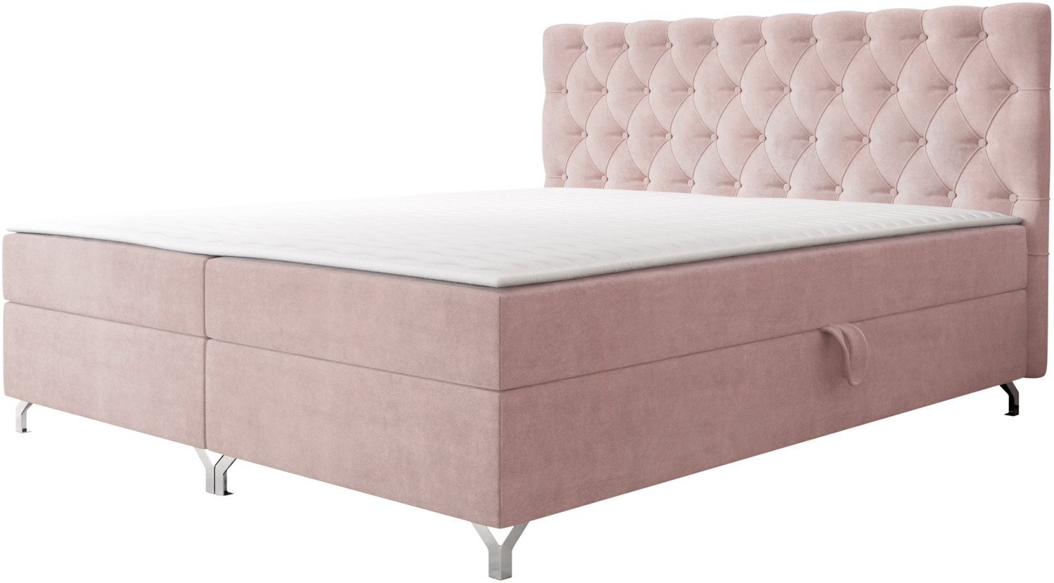 Mirjan24 Boxspringbett mit H3-Matratze Cylio II, rosa, 160 x 200 cm Bild 1