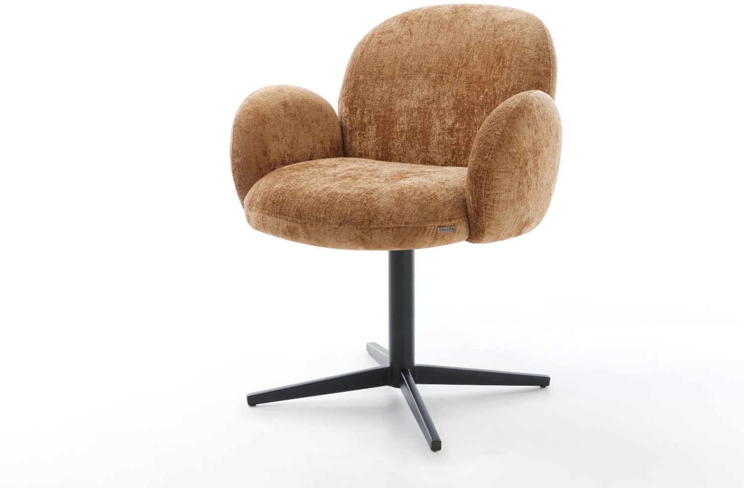 Drehstuhl Nube-Flex mit Armlehnen Chenille Rost Fußkreuz Schwarz 360° drehbar Taschenfederkern Bild 1