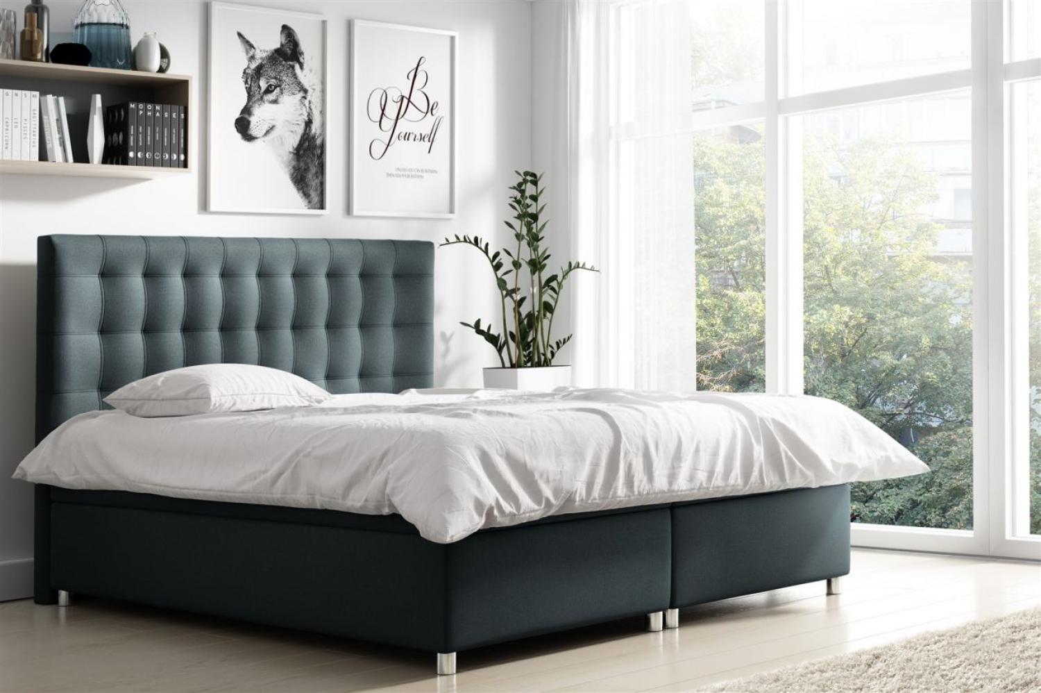 Boxspringbett ENZO Polyesterstoff Anthrazit 140x200cm Bild 1