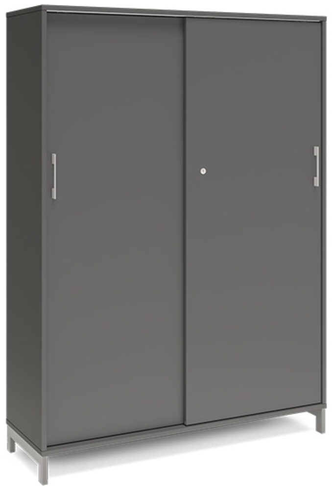 Büroschrank DNA 1200x1660 mm Anthrazit/Schwarz Schiebetür 4A4 Bild 1