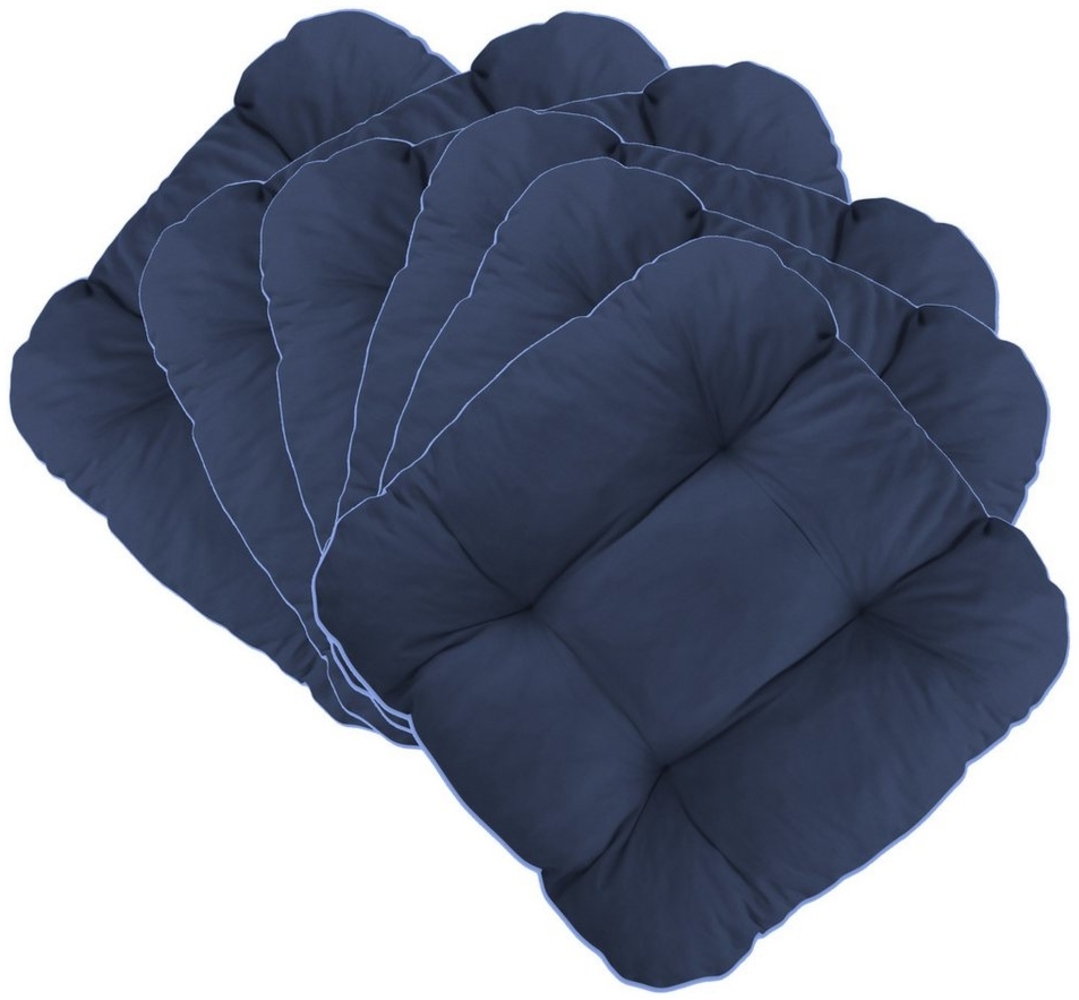 LILENO HOME Stuhlkissen Sitzkissen für Gartenstuhl, Küchenstuhl oder Esszimmerstuhl, Bequeme Indoor u. Outdoor Stuhlauflage als Stuhl Kissen Dunkelblau Bild 1