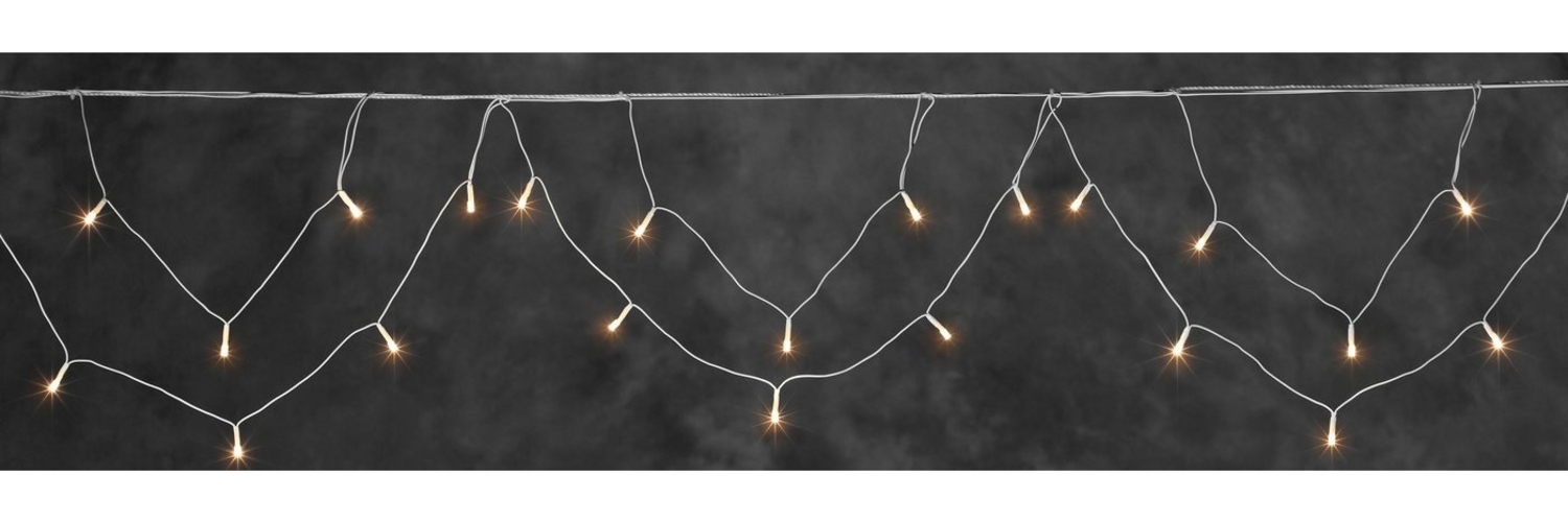 KONSTSMIDE LED-Lichtervorhang Weihnachtsdeko aussen, LED Dachrinnenlichterkette, Bogenform, Außentrafo, weißes Kabel Bild 1