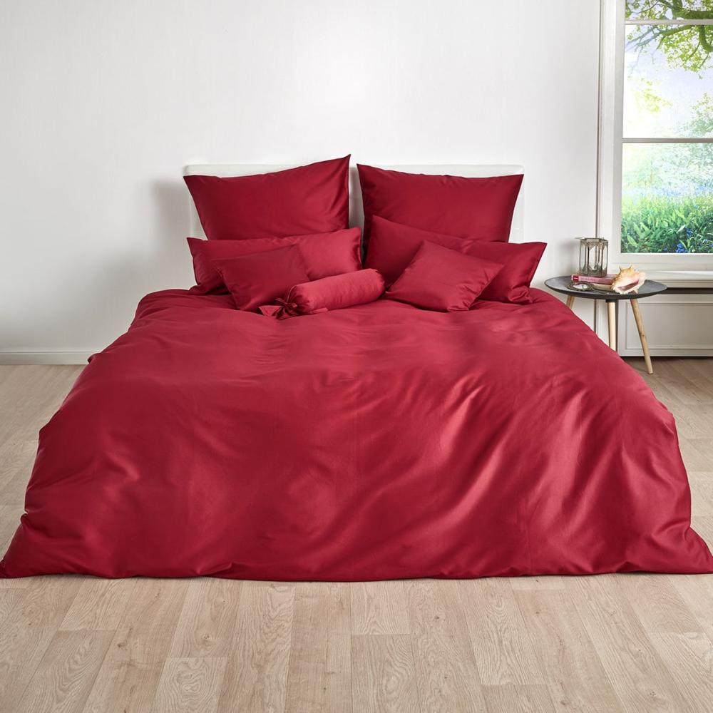 Traumschlaf Uni Mako-Satin Bettwäsche|200x200 cm + 2 x 40 x 80 cm| bordeaux Bild 1