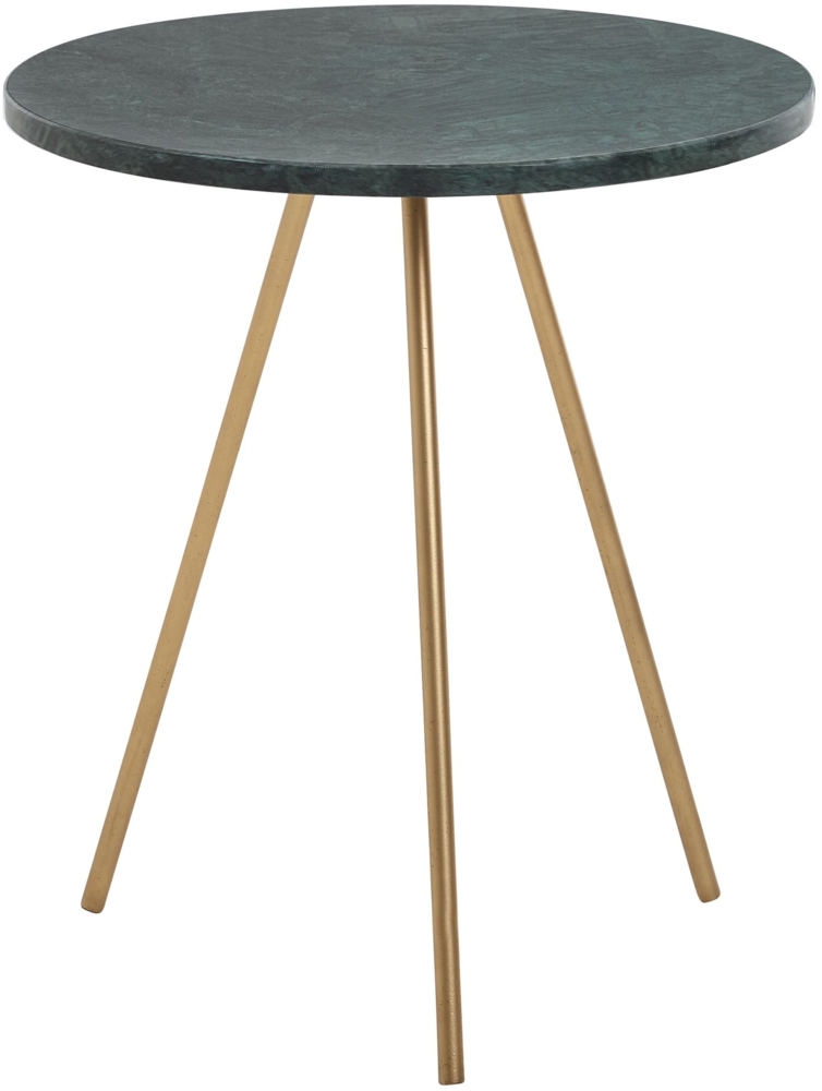 Kadima Design Beistelltisch aus echtem Marmor, Green & Gold Design, Robuste Metallbeine. 38x38x44 cm Bild 1