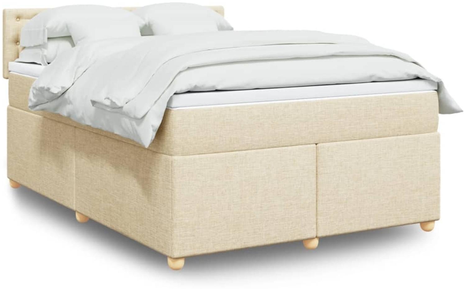 vidaXL Boxspringbett mit Matratze Creme 160x200 cm Stoff 3286750 Bild 1