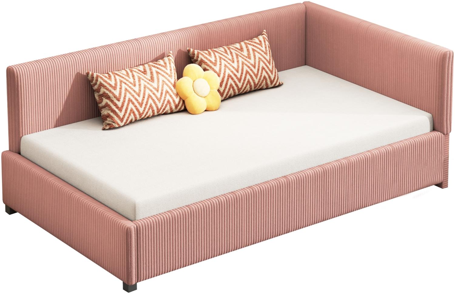 Merax Daybett Polsterbett Sofabett Tagesbett Kinderbett 90x200cm, Rosa Bild 1