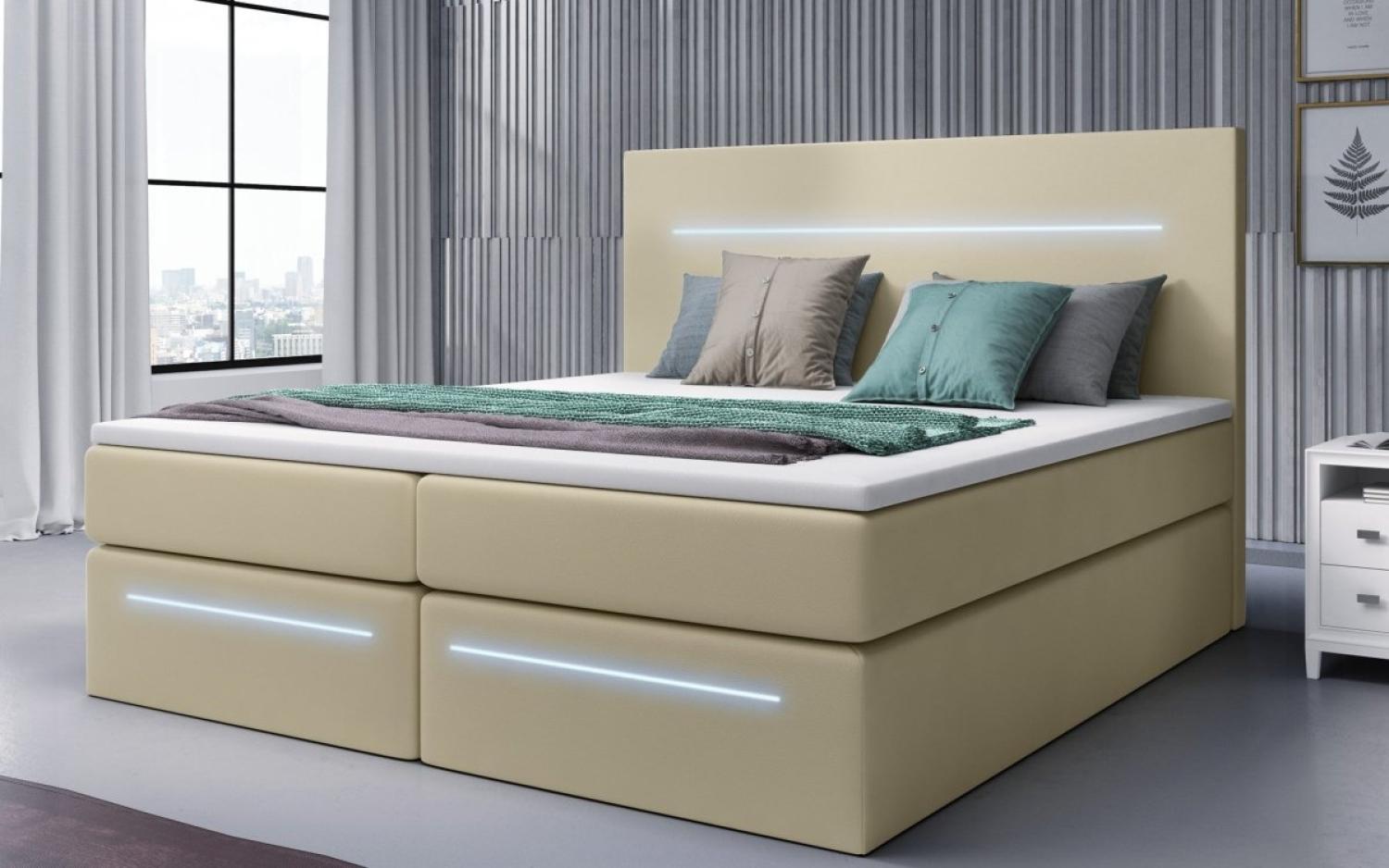 Boxspringbett Sejour mit LED u. Stauraum 160x200 Beige H3 Bild 1