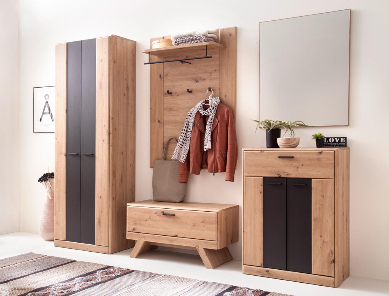 Garderobe Carvin 30 Balkeneiche Cosmos grey 5-teilig Garderobenset ohne Sitzkissen Bild 1