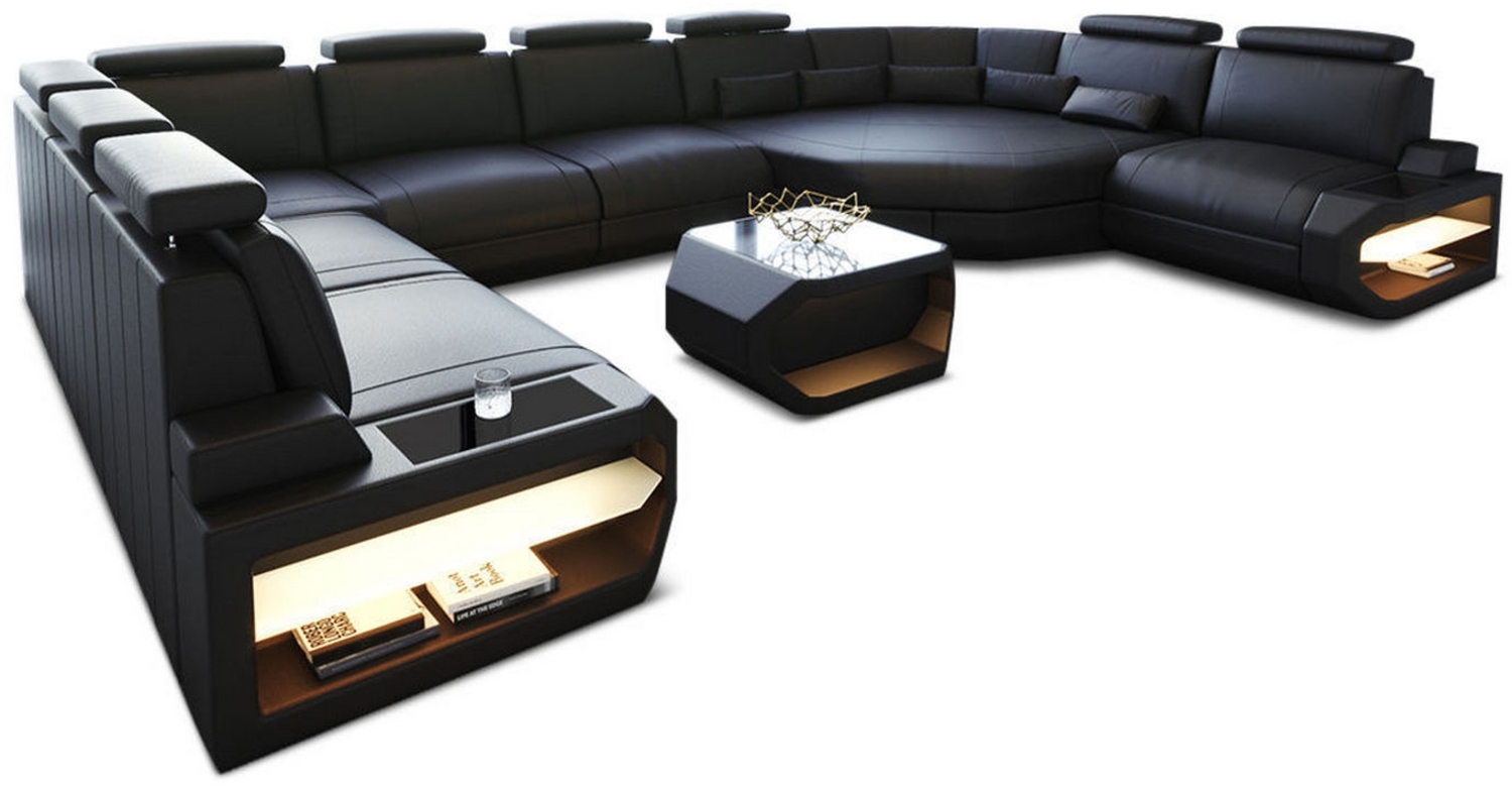 Sofa Dreams 'Asti U' Wohnlandschaft, 93 x 280 x 427 cm, Schwarz, Ledermix, Links Bild 1