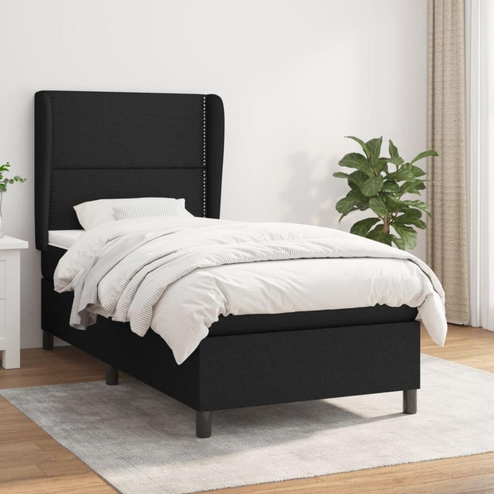 Boxspringbett mit Matratze Stoff Schwarz 80 x 200 cm, Härtegrad: H2 [3127839] Bild 1