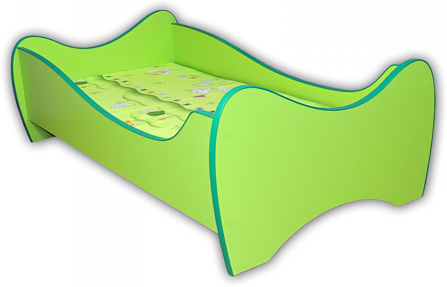 Kinderbett Curly inkl Rollrost mit geschwungenen Holzlatten + Matratze 70*140 cm grün Bild 1