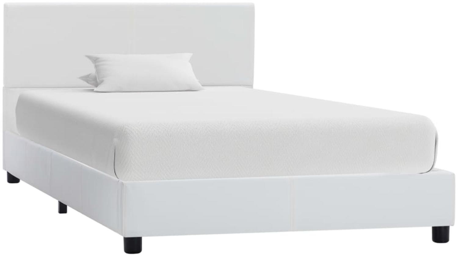 vidaXL Bettgestell Weiß Kunstleder 90x200 cm [284762] Bild 1