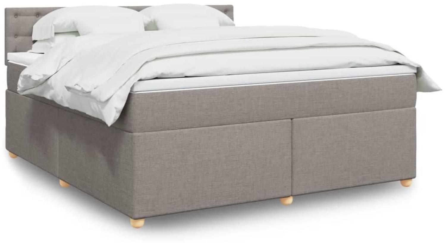 vidaXL Boxspringbett mit Matratze Taupe 180x200 cm Stoff 3289077 Bild 1