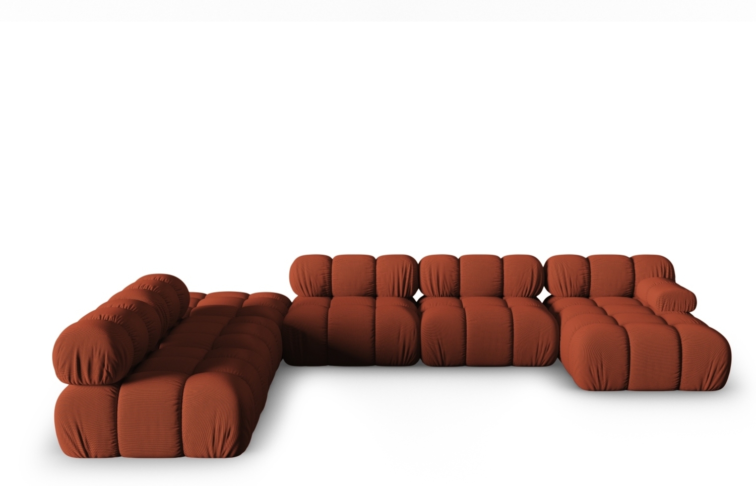 Micadoni Modulares Panorama Ecksofa Bellis 7-Sitzer Links 3D-Stoff Ziegel Bild 1